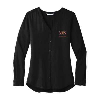 MNB - Ladies Long Sleeve Button Front Blouse Thumbnail