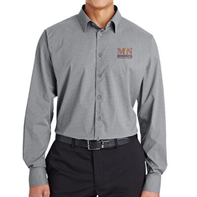 MNB - CrownLux Performance® Tonal Mini Check Woven Dress Shirt Thumbnail